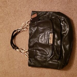 Coach Kristin elevated black leather purse north south tote 16815